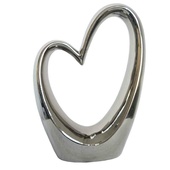 Keramická dekorace stříbrná - srdce 24,5cm VA633HC